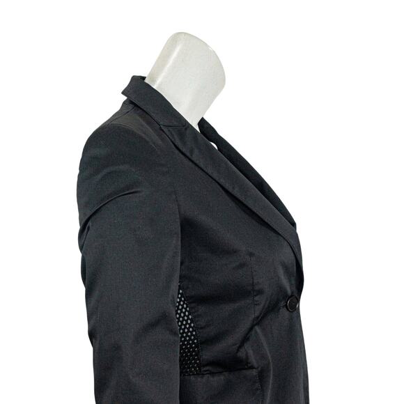Akris Punto Women's Black Blazer Jacket Size 2 Mesh Sleeve Trim - Picture 9 of 9
